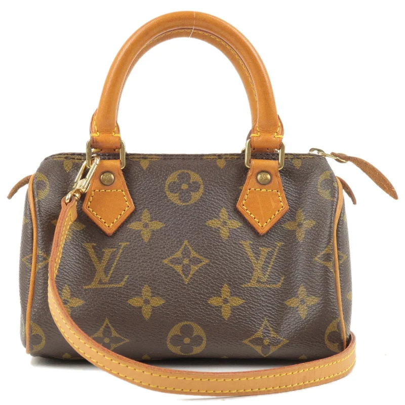 Louis Vuitton handbags with a back - zip pocket for storing valuablesLouis Vuitton Monogram Mini Speedy & Strap M41534 J00145