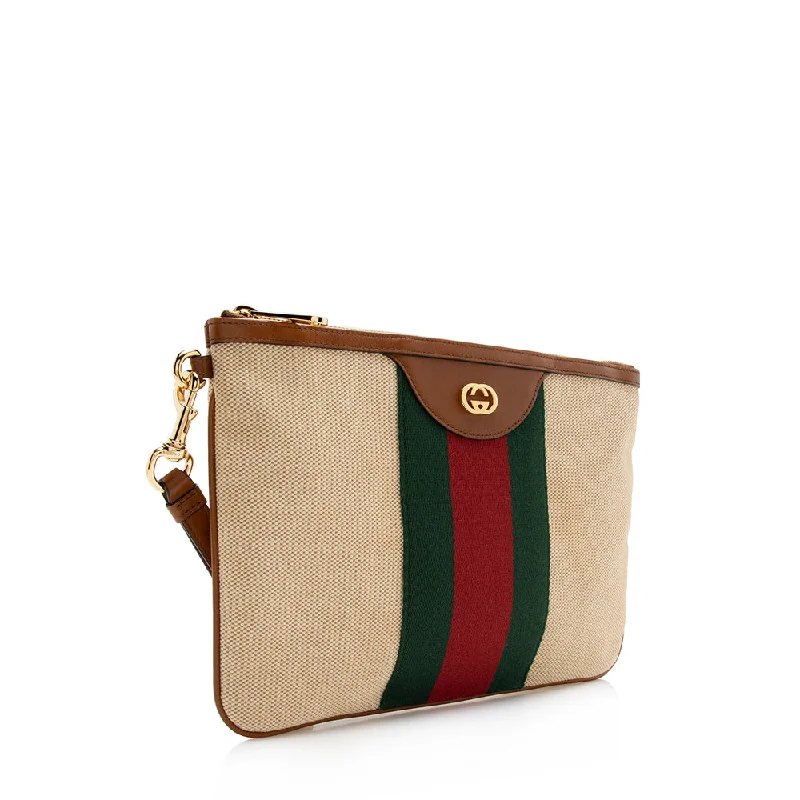 Gucci Marmont bags for women with a snakeskin - effect panelGucci Canvas Vintage Web Wristlet (SHF-16199)