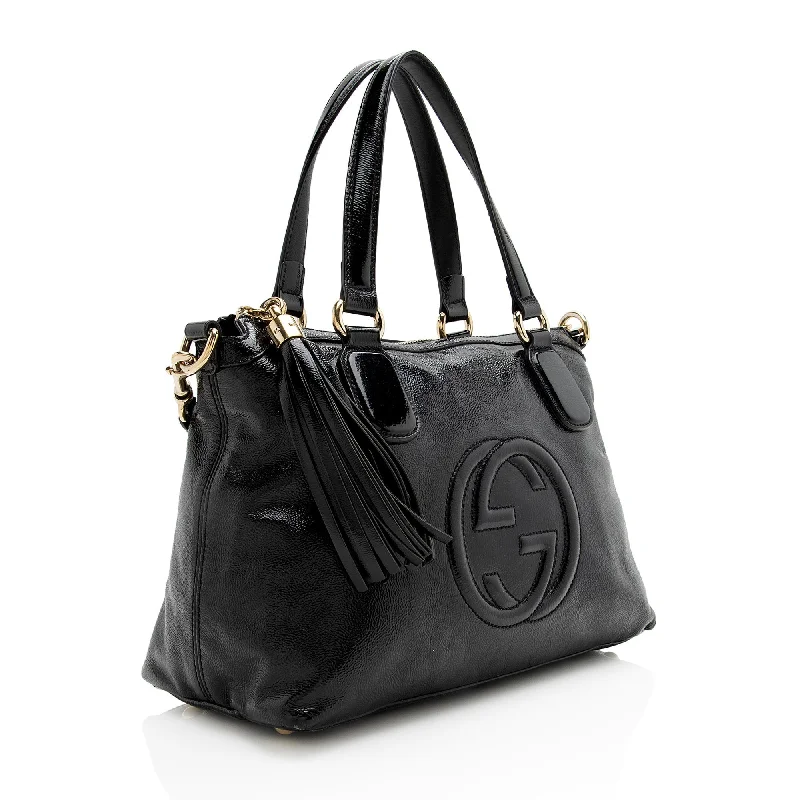 Small - sized Women Gucci shoulder bags for evening outingsGucci Patent Leather Soho Working Tote (SHF-22850)