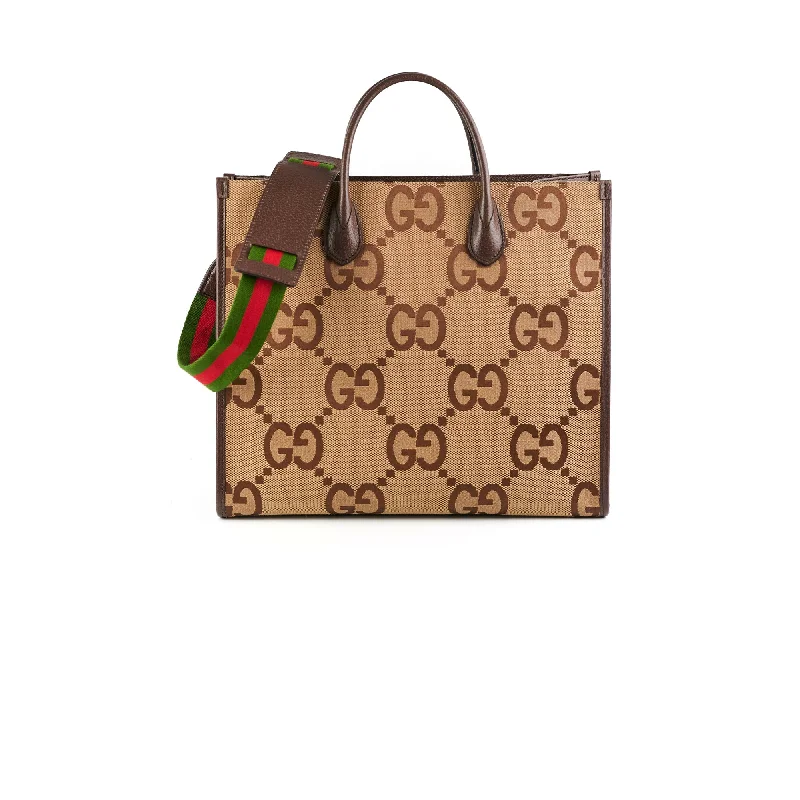 Women Gucci bags with a front - flap pocket for quick - access itemsGucci Jumbo GG Tote Bag