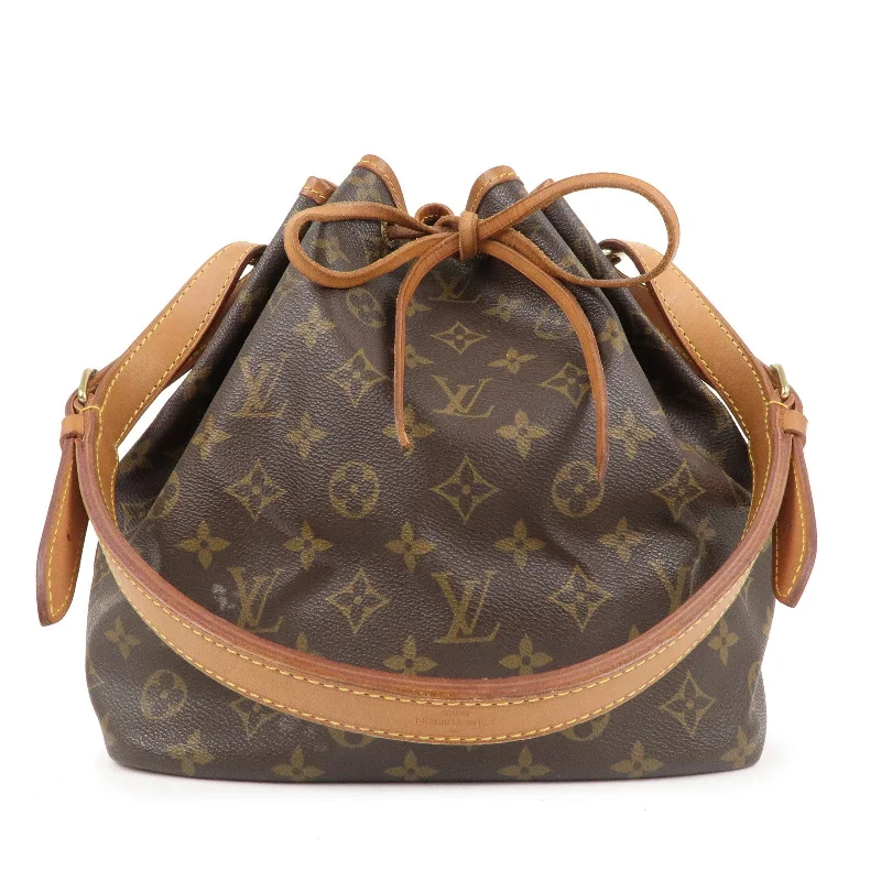 Louis Vuitton bags with a detachable mobile phone holder for convenienceLouis Vuitton Monogram Petit Noe Shoulder Bag Brown M42226