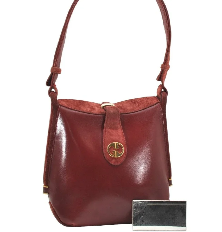 Gucci Marmont bags for women with a snakeskin - effect panelAuthentic GUCCI Vintage Shoulder Hand Bag Purse Suede Leather Bordeaux 4917K