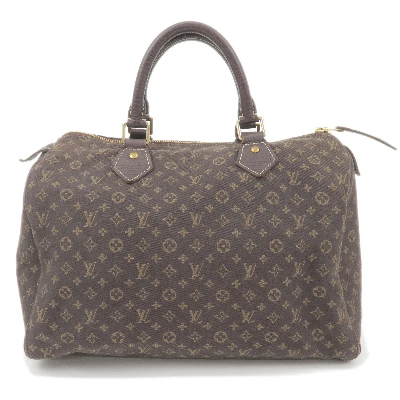 Louis Vuitton bags with a snap - button closure and a decorative charm for styleLouis Vuitton Monogram Minilin Speedy 30 Boston Bag Ebene M95224