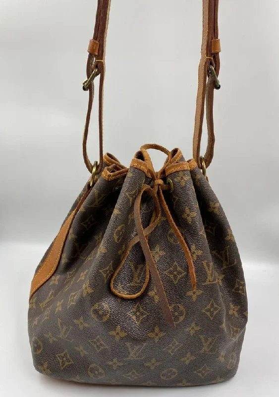 Louis Vuitton tote bags with a printed LV logo on the front for brand visibilityLouis Vuitton Petit Noé Bag