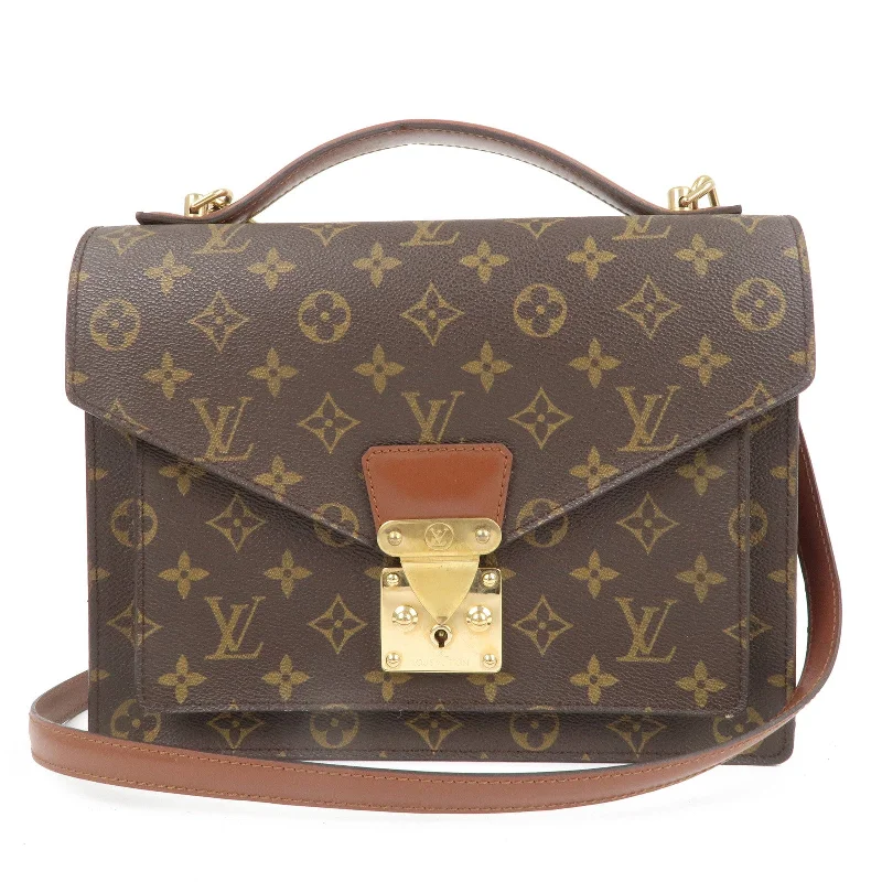 Ladies Louis Vuitton shoulder bags with a magnetic - closure flap for easeLouis Vuitton Monogram Monceau 28 Hand Bag Brief Case M51185