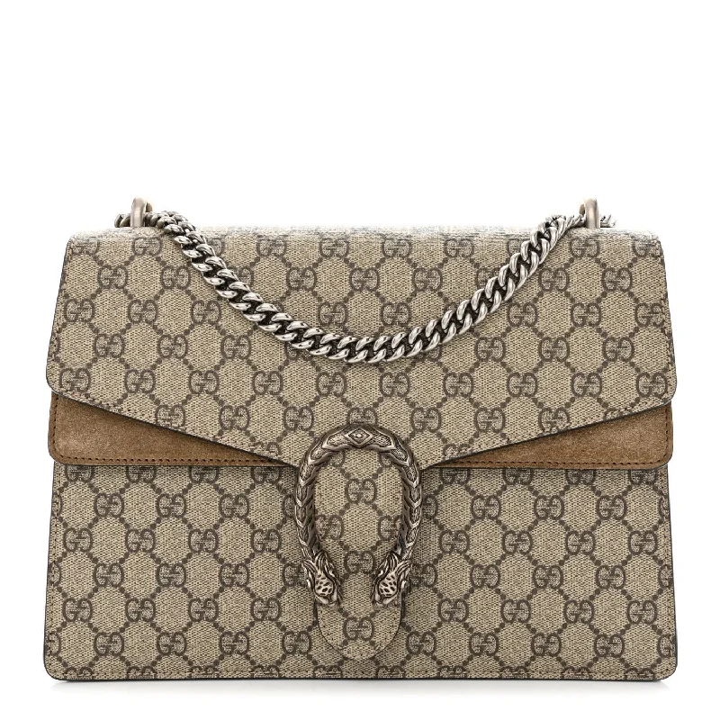 Ladies Gucci Dionysus bags with a detachable shoulder strapGUCCI GG SUPREME MONOGRAM DIONYSUS SHOULDER BAG