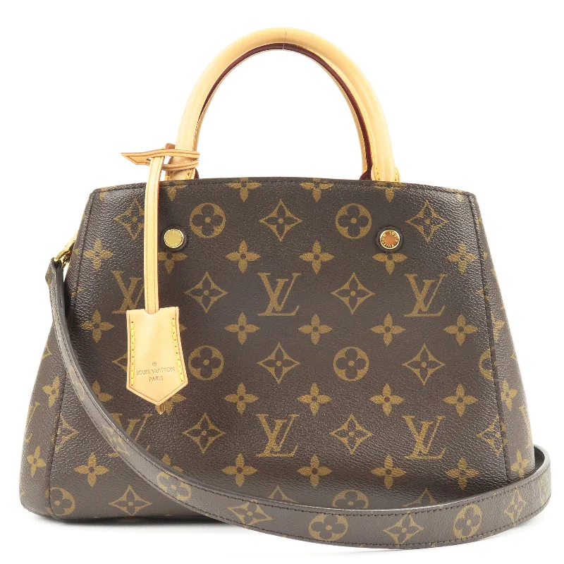 Ladies Louis Vuitton shoulder bags with a wide - width strap for comfortLouis Vuitton Monogram Montaigne BB 2Way Bag Hand Bag M41055