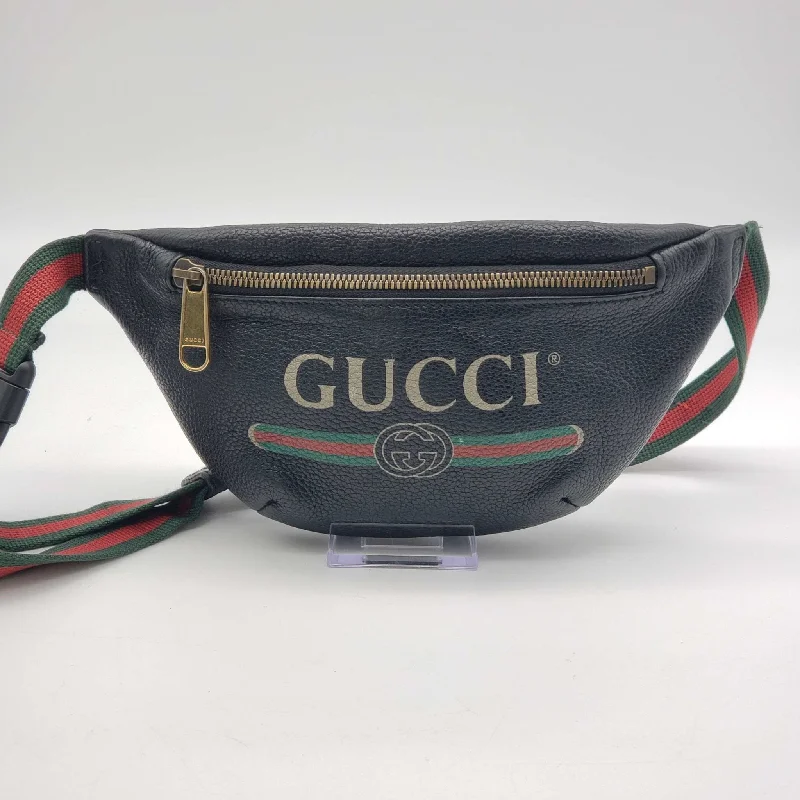 Ladies Gucci Dionysus bags with a chain - link shoulder strapGucci Logo Belt Small Black Belt Bag