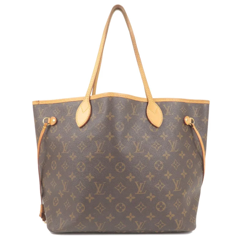 Louis Vuitton handbags with a back - zip pocket for storing valuablesLouis Vuitton Monogram Neverfull MM Tote Bag Brown M40156