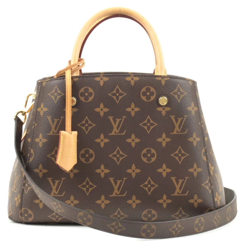 Louis Vuitton bags with a detachable mirror inside for on - the - go touch - upsLouis Vuitton Monogram Montaigne BB 2Way Bag Hand Bag M41055