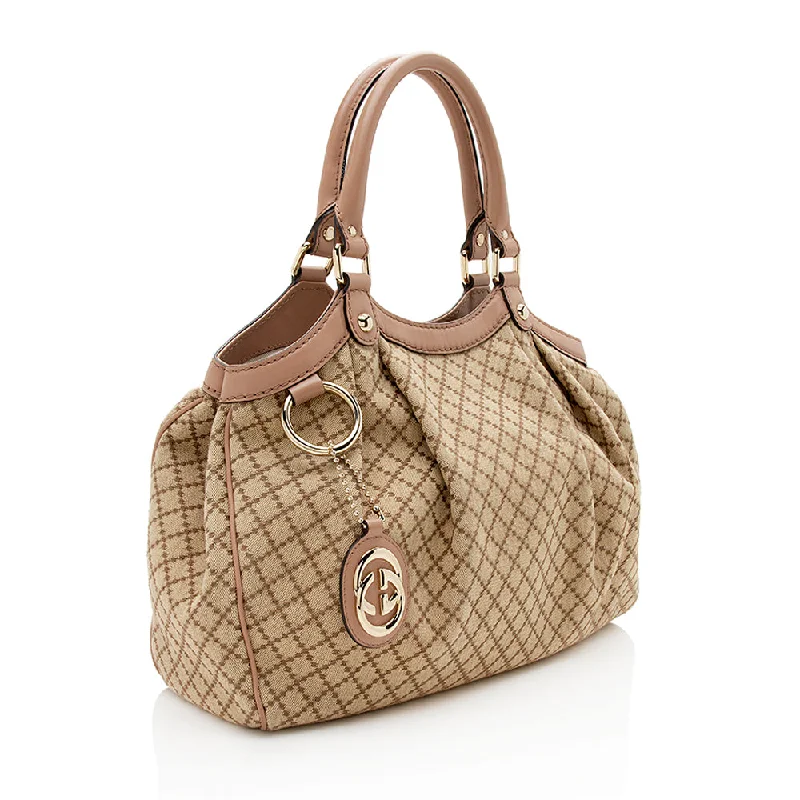 Women Gucci backpacks with a luxurious leather finishGucci Diamante Canvas Sukey Medium Tote (12389)