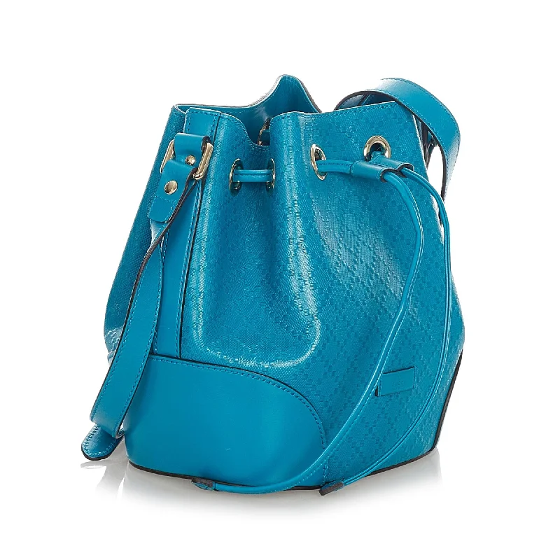 Small - sized Women Gucci shoulder bags for evening outingsGucci Diamante Bright Leather Bucket Bag (23244)