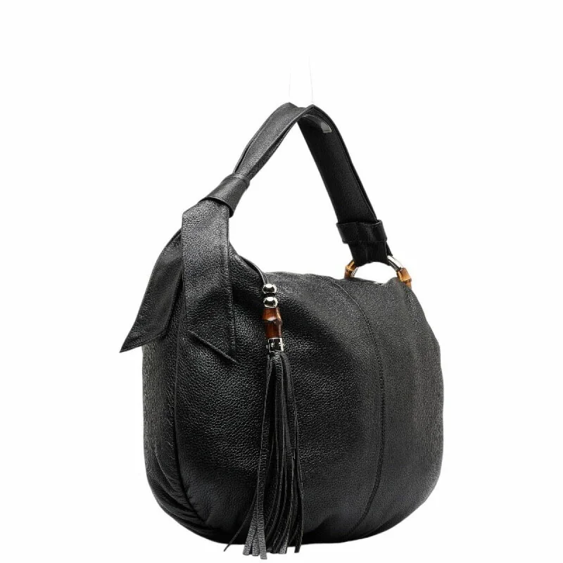 Gucci tote bags for women with a spacious interiorGUCCI Bamboo Hobo One Shoulder Bag 232930 Black Leather Women's