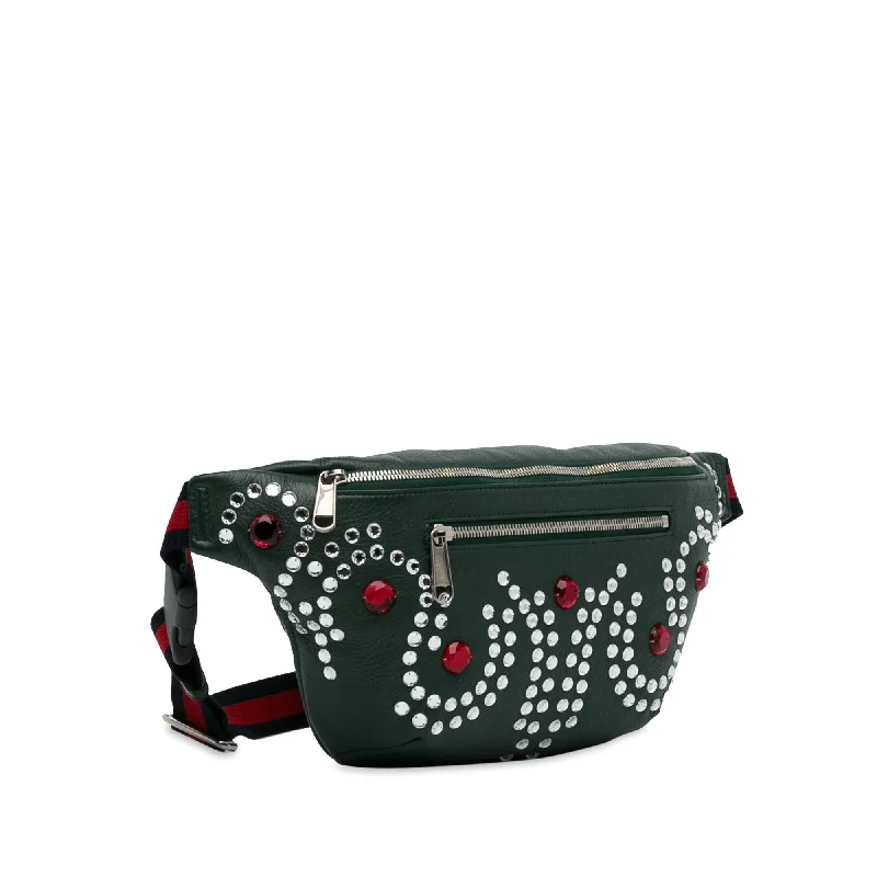 Women Gucci crossbody bags with a keychain holderGucci Crystal Embellished Web Belt Bag (xRoD5p)