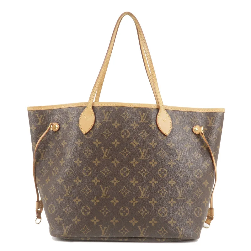 Ladies Louis Vuitton shoulder bags with a single - handle silhouetteLouis Vuitton Monogram Neverfull MM Tote Bag Brown M40156