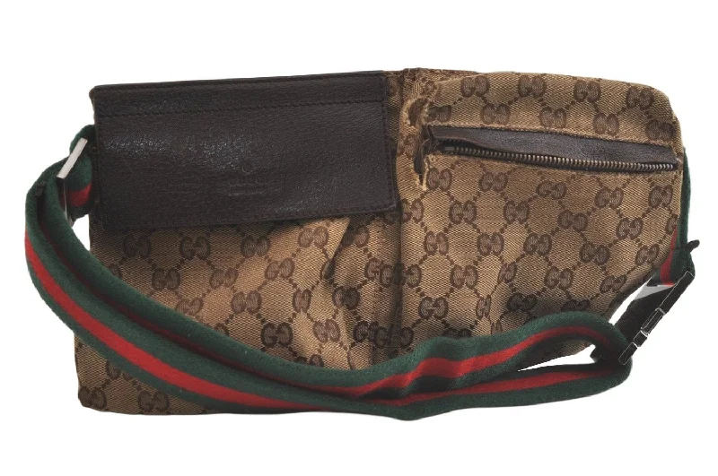 Ladies Gucci Dionysus bags in a pastel colorAuth GUCCI Web Sherry Line Waist Body Bag GG Canvas Leather 28566 Brown 4910K