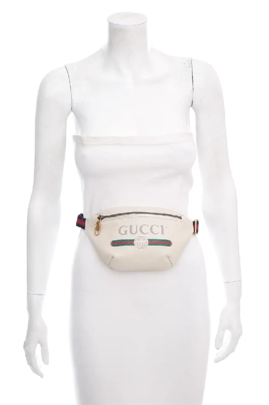 Women Gucci Sylvie bags with a monogram - embossed leatherGucci Vintage Logo Ivory Leather Belt Bag