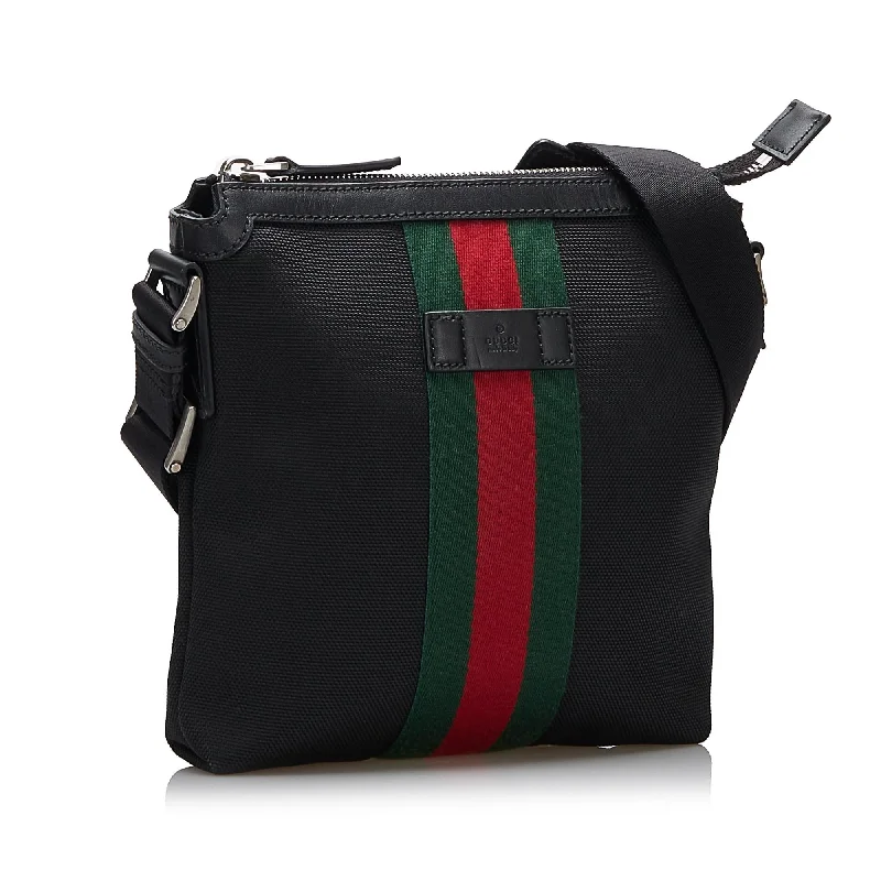 Women Gucci Sylvie bags with a leather - wrapped handleGucci Canvas Web Crossbody (Nb8UGY)