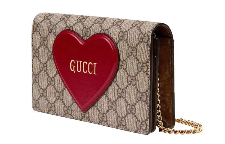 Women Gucci crossbody bags in a bold red color(WMNS) GUCCI Logo 3D Love Canvas Chain Shoulder Messenger Bag / Red Valentine's Day limited 648948-20QAS-8570