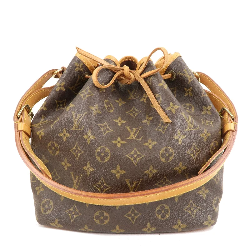 Louis Vuitton crossbody bags with a printed floral pattern for femininityLouis Vuitton Monogram Petit Noe Shoulder Bag Brown M42226