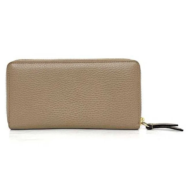 Women Gucci bags with a chain - link trim and a leather bodyGUCCI Round Long Wallet Pink Beige Gold Marmont 456117 Leather  GG Women's