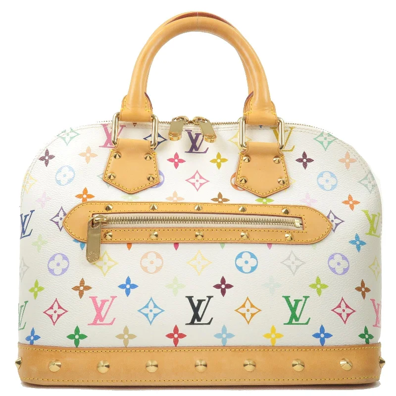 Louis Vuitton bags with a snap - button closure and a decorative charm for styleLouis Vuitton Monogram Multi Color Alma PM Hand Bag Blanc M92647