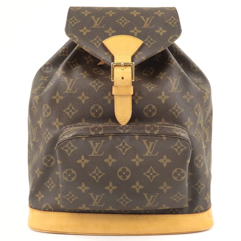 Louis Vuitton handbags with a patent - leather finish for a shiny lookLouis Vuitton Monogram Montsouris GM Back Pack M51135