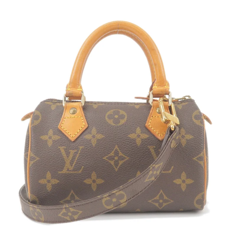 Louis Vuitton bags with a chain - link trim and a leather body for a modern edgeLouis Vuitton Monogram Mini Speedy & Strap M41534 J75010