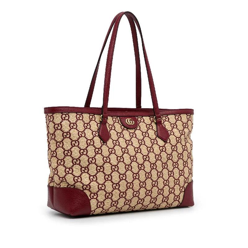 Ladies Gucci shoulder bags with a single - handle designGucci Medium GG Straw Ophidia Shopping Tote (SHG-sqj0kR)