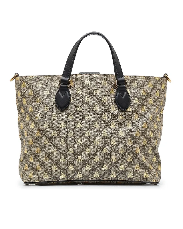 Women Gucci bags with a front - zip pocket for small itemsGUCCI BESTIARY GG SUPREME TOTE BAG