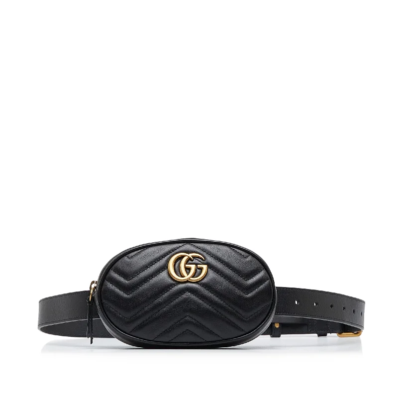 Gucci Marmont bags for women with a contrast - colored interiorGucci GG Marmont Belt Bag Black Matelassé