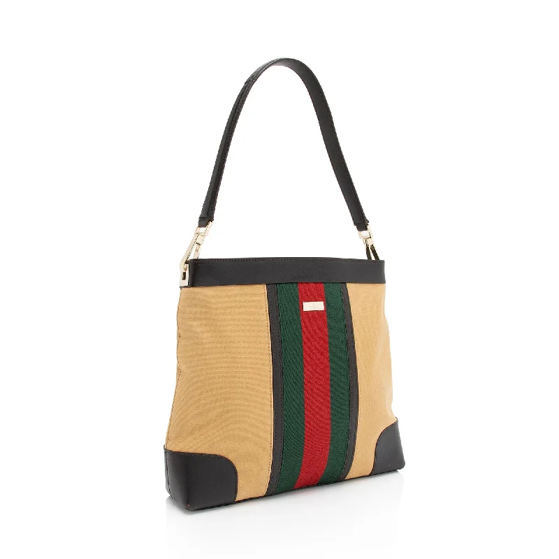 Women Gucci Sylvie bags with a leather - wrapped handleGucci Canvas Web Shoulder Bag (KhYFg1)