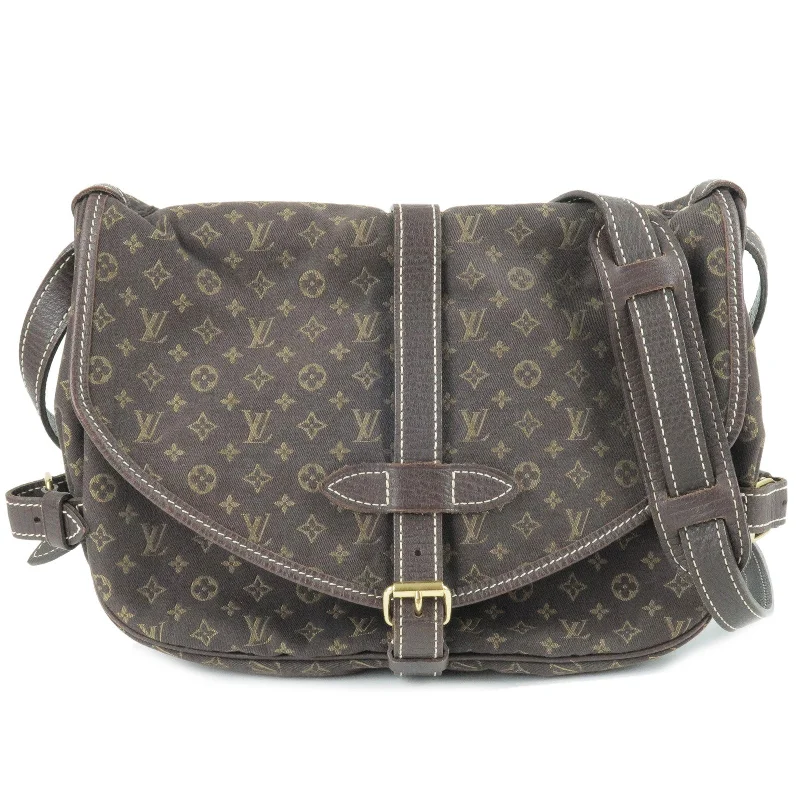 Louis Vuitton bags with a chain - link trim and a leather body for a modern edgeLouis Vuitton Monogram Minilin Saumur 30 Ebene Brown M95227