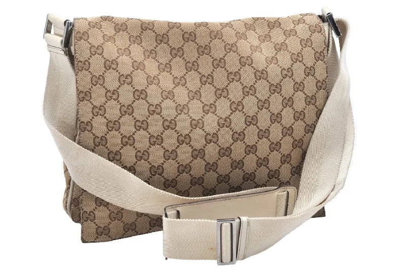 Women Gucci bags with a magnetic snap closure for easy accessAuthentic GUCCI Shoulder Cross Body Bag GG Canvas Leather 146236 Brown 4688K