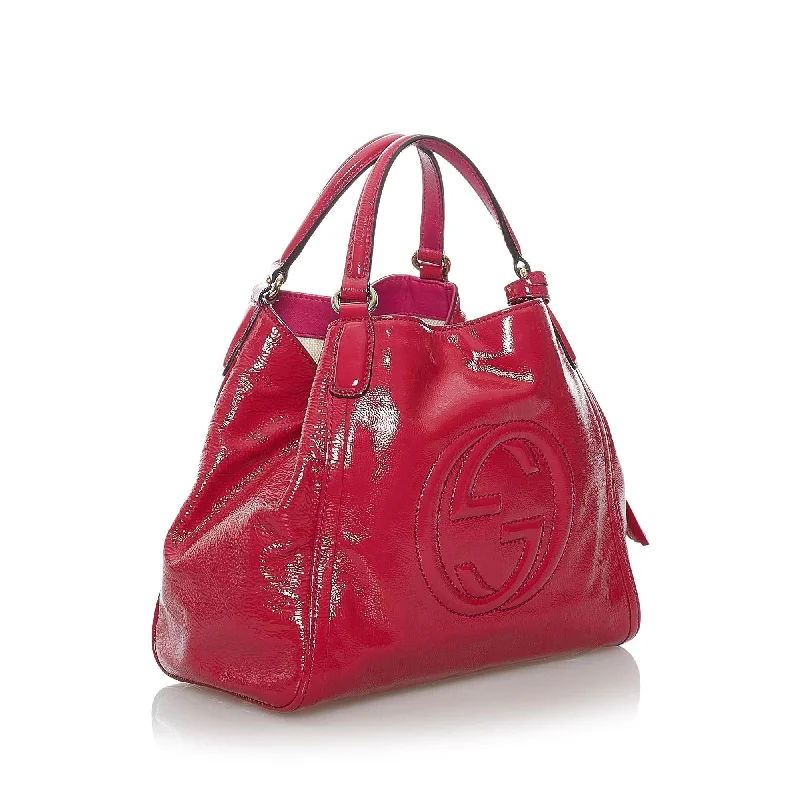 Ladies Gucci handbags with a detachable coin purse insideGucci Soho Patent Leather Satchel (SHG-30049)