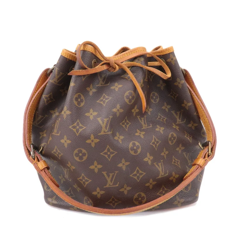 Louis Vuitton backpacks with a sleek, minimalist design for styleLouis Vuitton Monogram Petit Noe Shoulder Bag Brown M42226