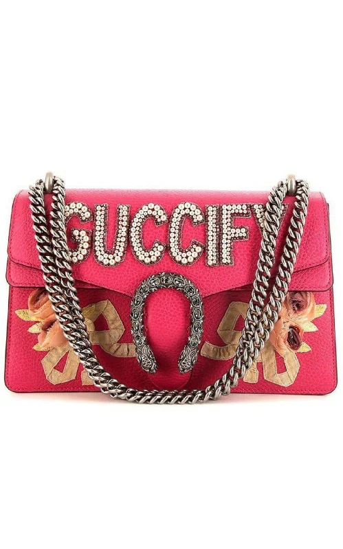 Gucci tote bags for women with a water - resistant coatingPink Guccify Dionysus Small Shoulder Bag