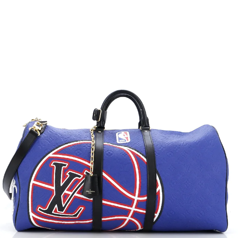 Louis Vuitton Twist bags with the iconic LV - turnlock closurex NBA Basketball Keepall Bandouliere Bag Printed Monogram Taurillon Leather 55