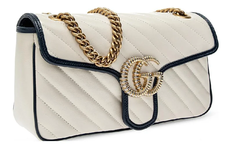 Ladies Gucci Dionysus bags with a chain - link shoulder strap(WMNS) GUCCI Marmont Series Bag Pack Small White 443497-0OLFX-9085