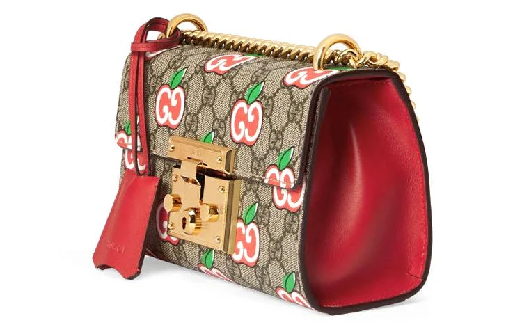 Gucci Marmont bags for women with a snakeskin - effect panel(WMNS) GUCCI Padlock Logo Single-Shoulder Bag Small Brown/Red 409487-2EVEG-8646