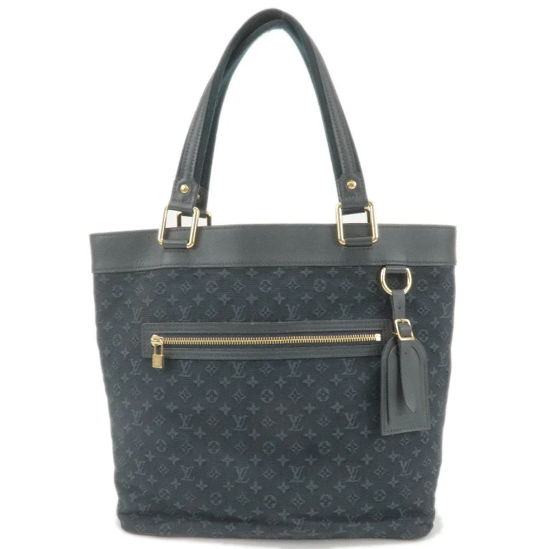 Louis Vuitton tote bags with a printed LV logo on the front for brand visibilityLouis Vuitton Monogram Mini Lucille GM Tote Bag Blue M92679