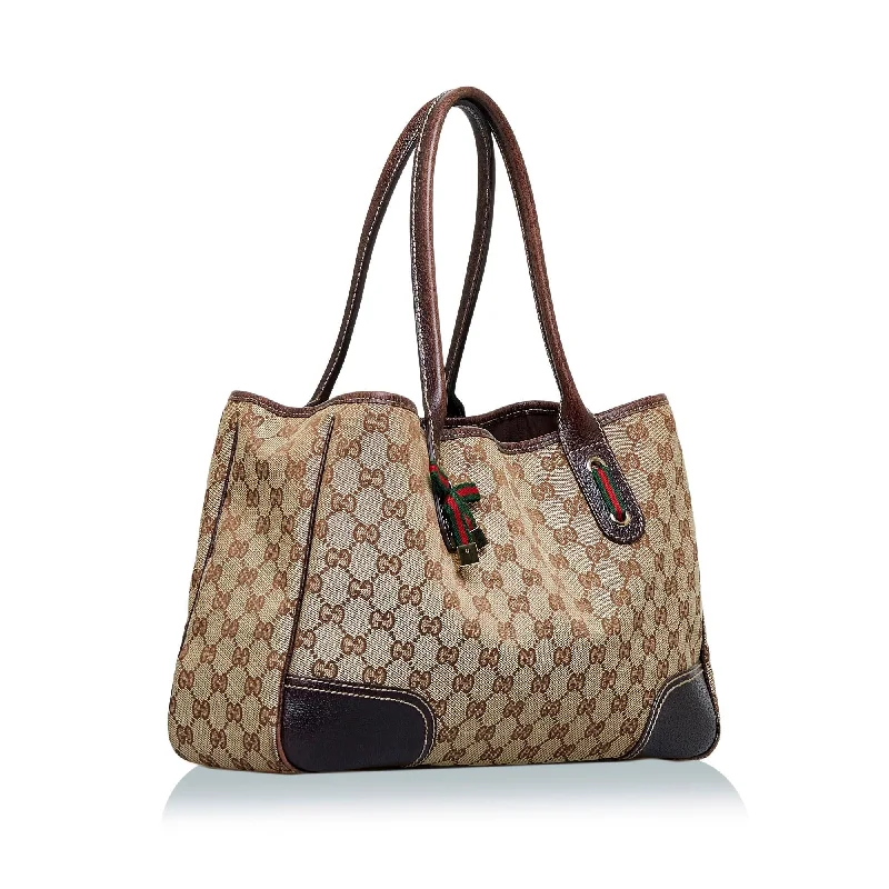 Gucci Marmont bags for women with a contrast - colored interiorGucci GG Canvas Princy Tote (SHG-CWXiT0)