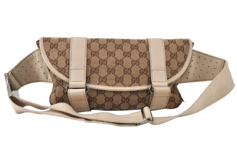 Ladies Gucci handbags with a detachable coin purse insideAuthentic GUCCI Vintage Waist Body Bag Purse Canvas Leather 145851 Brown 4969K