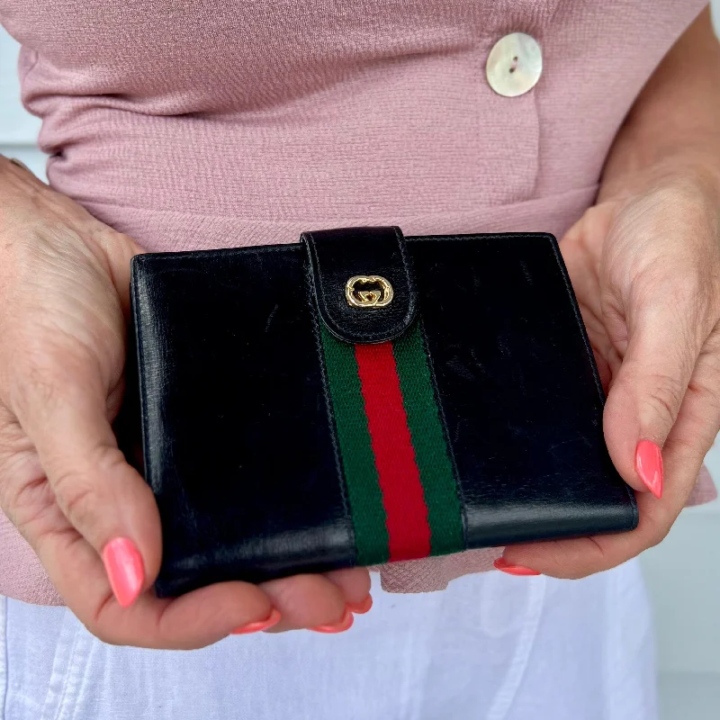 Gucci backpacks for women with a hidden back pocketGucci Vintage Leather Compact Web Wallet