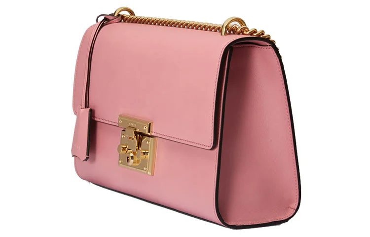 Ladies Gucci shoulder bags with a wide - width strap(WMNS) GUCCI Padlock Metallic Leather Chain Shoulder Messenger Bag Pink Candy 409486-AP00G-5808