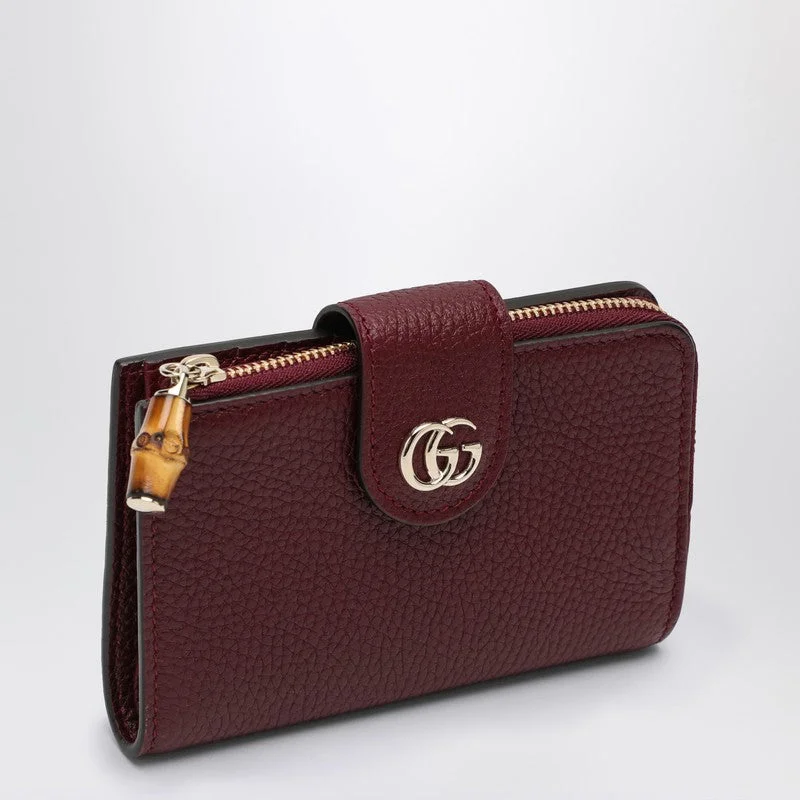 Women Gucci Sylvie bags with a detachable ribbon detailGucci Medium Wallet Gg Marmont Rosso Ancora Women