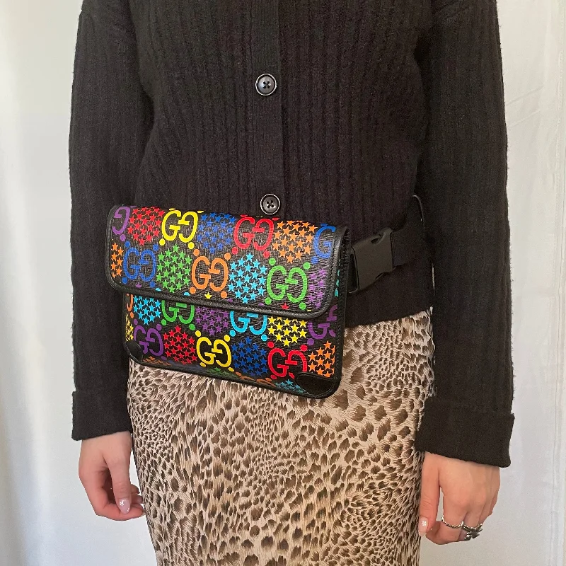 Women Gucci crossbody bags in a bold red colorGucci Multi Coated Canvas Psychedelic Belt Bag