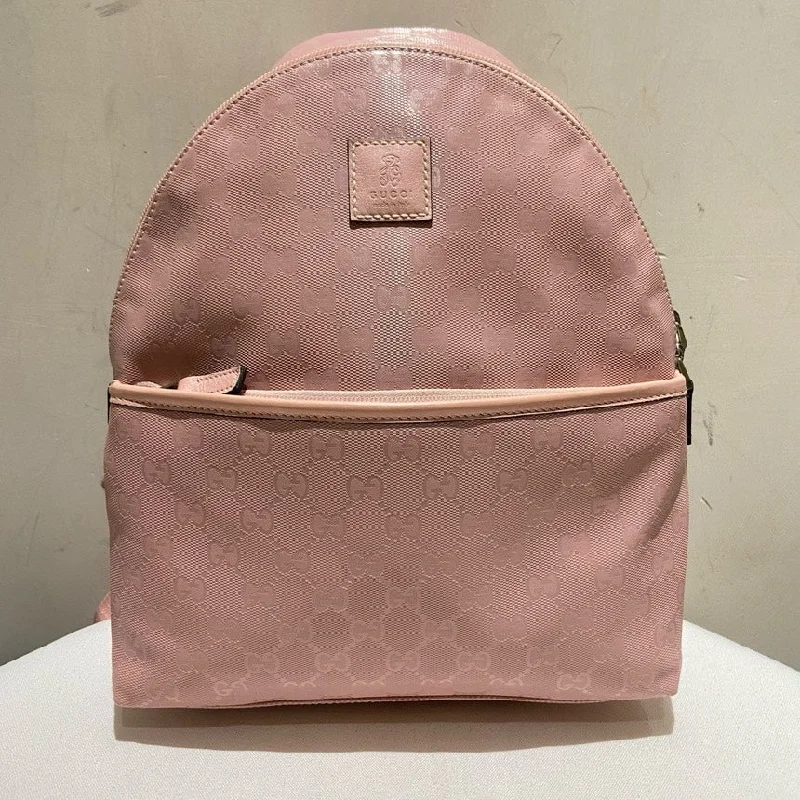 Ladies Gucci shoulder bags with a single - handle designGucci Pink GG Logo Canvas Backpack Medium