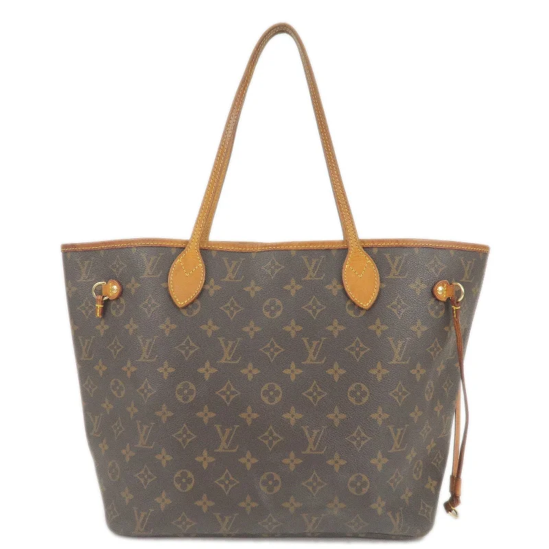 Louis Vuitton bags with a snap - button closure and a decorative charm for styleLouis Vuitton Monogram Neverfull MM Tote Bag Hand Bag M40156