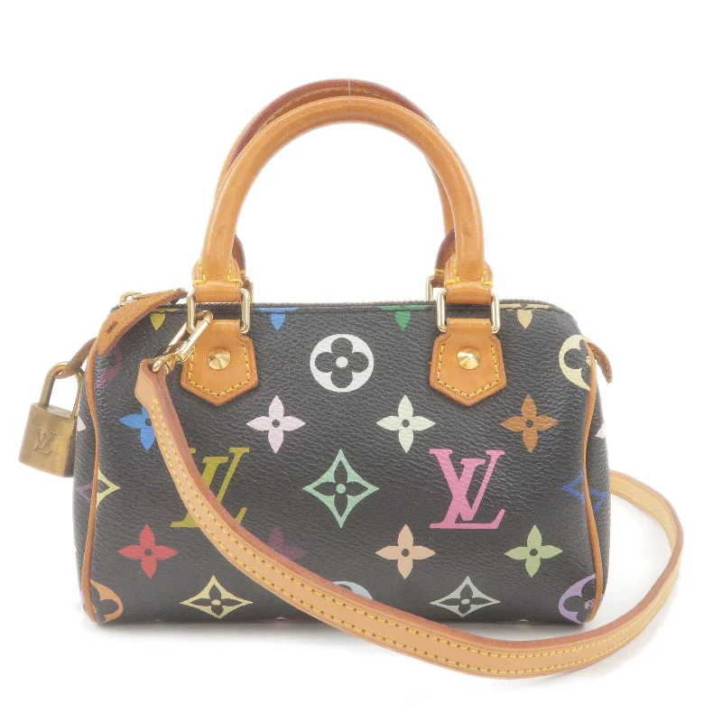 Louis Vuitton backpacks with a hidden back pocket for securityLouis Vuitton Monogram Multi Color Mini Speedy Hand Bag & Strap